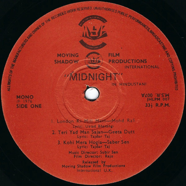 Subir Sen : Midnight (LP, Mono, RE)