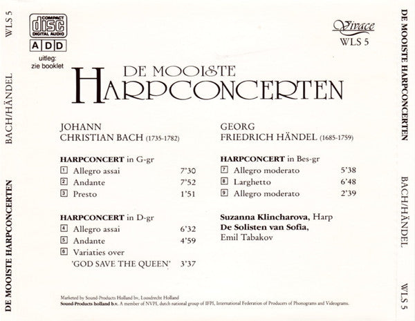 Johann Christian Bach, Georg Friedrich Händel : De Mooiste Harpconcerten (CD, Comp)