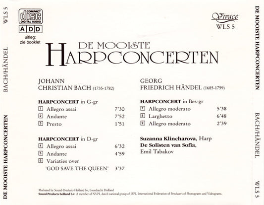 Johann Christian Bach, Georg Friedrich Händel : De Mooiste Harpconcerten (CD, Comp)