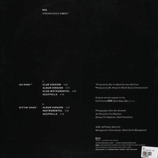 Res : Ice King / Sittin' Back (12", Promo)