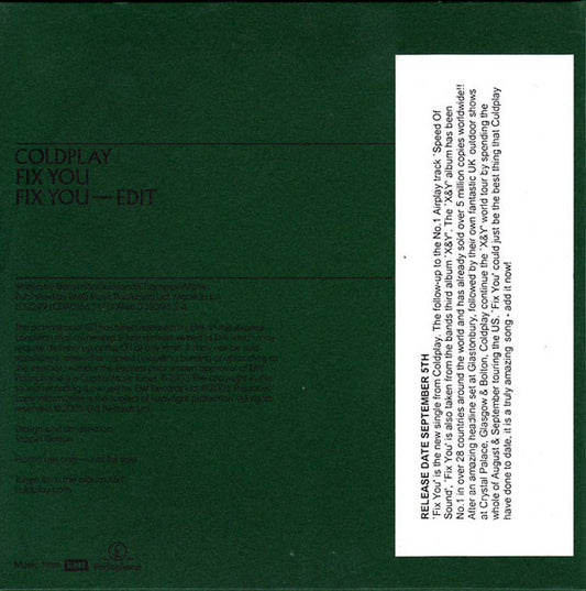 Coldplay : Fix You (CD, Single, Promo)
