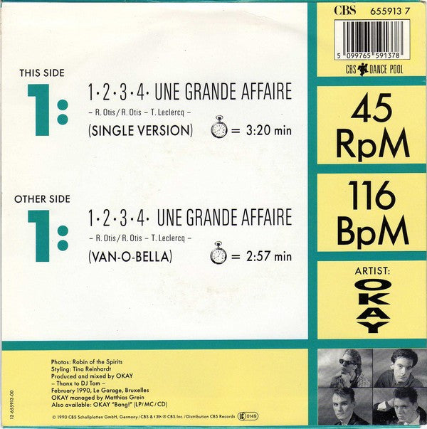 O.K. Featuring Valérie Vannobel : 1.2.3.4. Une Grande Affaire (7", Single)