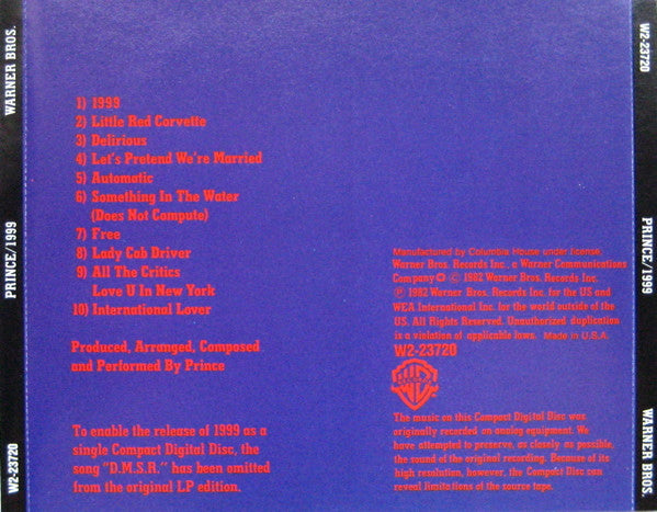 Prince : 1999 (CD, Album, Club, RE)
