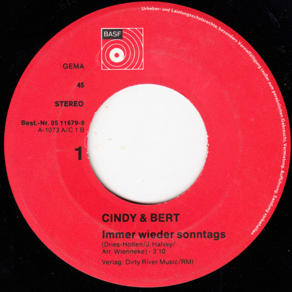 Cindy & Bert : Immer Wieder Sonntags / Souvenirs Einer Liebe (7", Single)