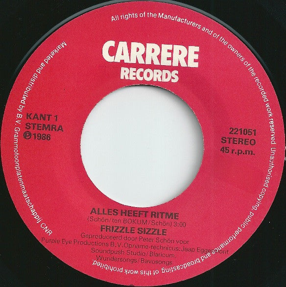 Frizzle Sizzle : Alles Heeft Ritme (7", Single)