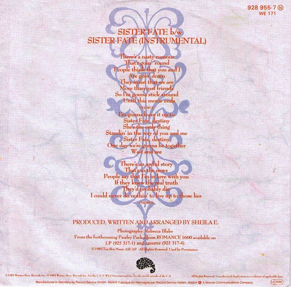 Sheila E. : Sister Fate (7", Single)