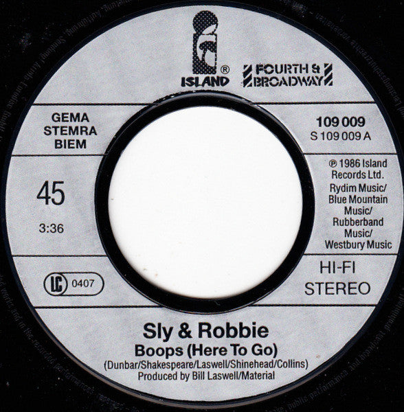 Sly & Robbie : Boops (Here To Go) (7", Single)
