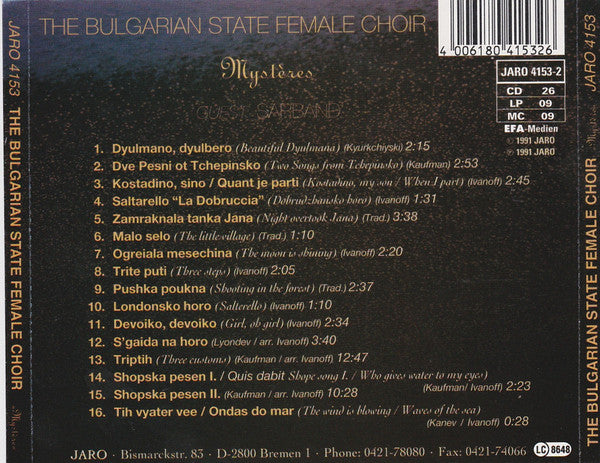 Bulgarian State Radio & Television Female Vocal Choir Guest: Sarband : Mystères (CD, Album)