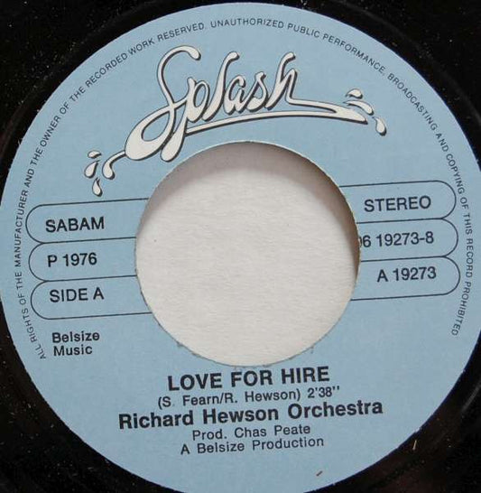 The Richard Hewson Orchestra : Love For Hire / Islands (7", Single)