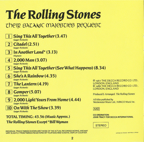 The Rolling Stones : Their Satanic Majesties Request (CD, Album, RE)
