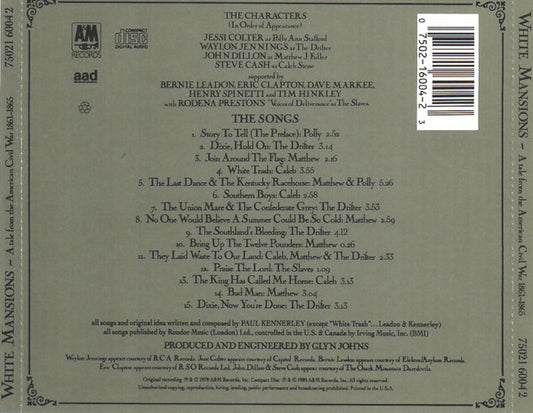 Various : White Mansions · A Tale From The American Civil War 1861-1865 (CD, Album, RE)
