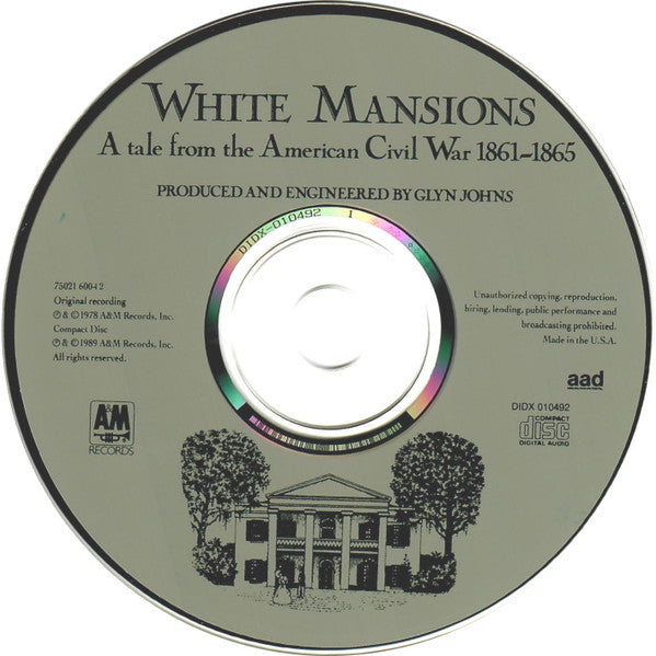 Various : White Mansions · A Tale From The American Civil War 1861-1865 (CD, Album, RE)