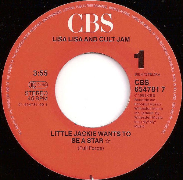 Lisa Lisa & Cult Jam : Little Jackie Wants To Be A Star (7", Single)