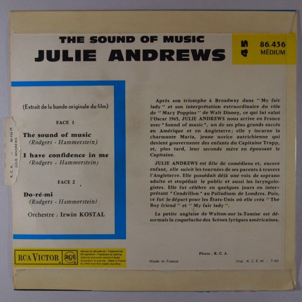 Julie Andrews : The Sound Of Music (7", EP, Mono)