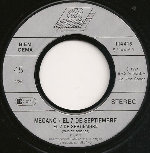 Mecano : El 7 De Septiembre (7", Single)