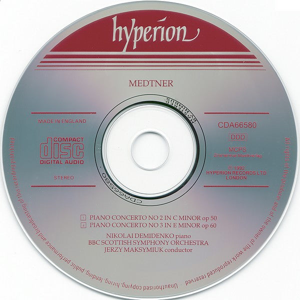 Nikolai Medtner | Nikolai Demidenko, BBC Scottish Symphony Orchestra, Jerzy Maksymiuk : Piano Concerto No 2 In C Minor / Piano Concerto No 3 In E Minor (CD)