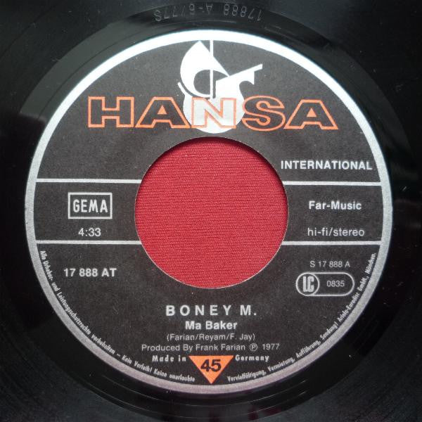 Boney M. : Ma Baker / Still I'm Sad (7", Single)
