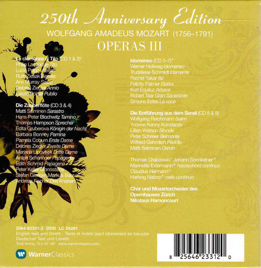 Wolfgang Amadeus Mozart, Nikolaus Harnoncourt : Operas III: La Clemenza di Tito - Die Zauberflöte - Idomeneo - Die Entführung Aus Dem Serail (9xCD, Album, Comp + Box)