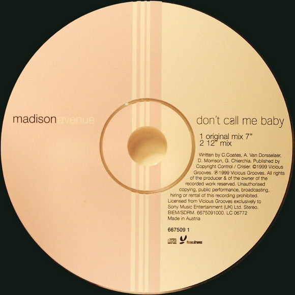 Madison Avenue : Don't Call Me Baby (CD, Single)