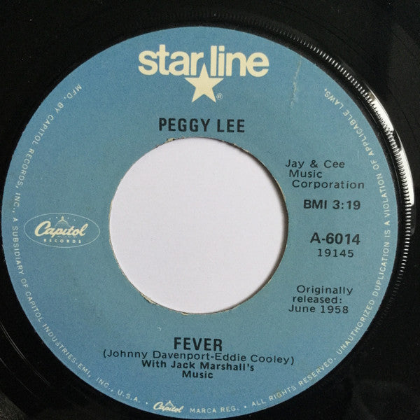 Peggy Lee : Fever / Alright, Okay, You Win (7", RE)