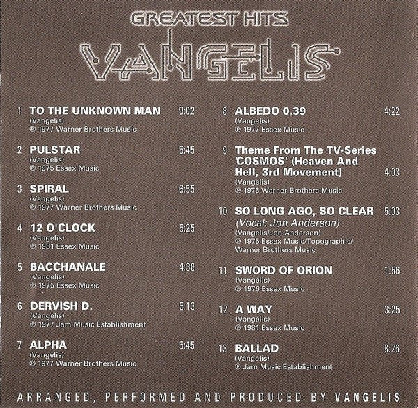 Vangelis : Greatest Hits (CD, Comp)