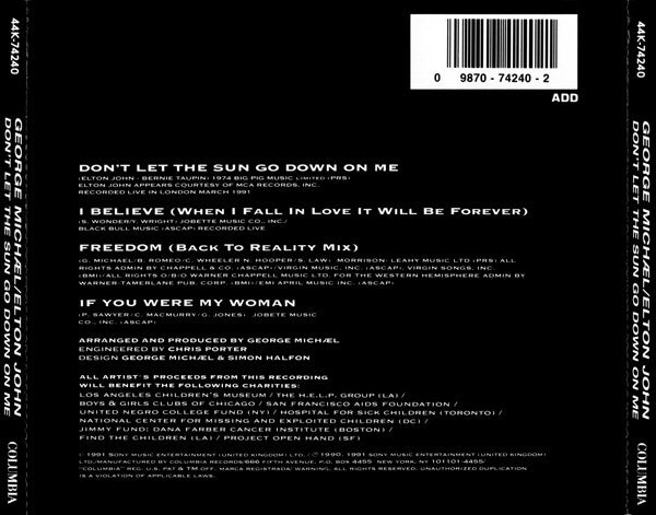 George Michael / Elton John : Don't Let The Sun Go Down On Me (CD, RE)