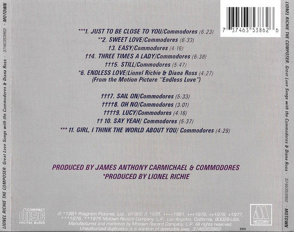 Lionel Richie : The Composer: Great Love Songs With The Commodores And Diana Ross (CD, Comp, RE)