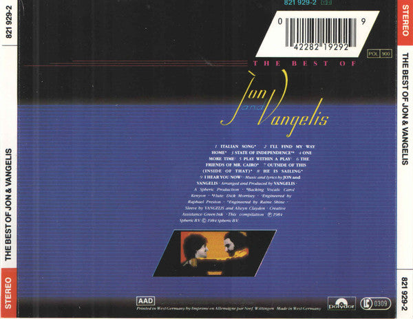 Jon & Vangelis : The Best Of Jon And Vangelis (CD, Comp, RP)