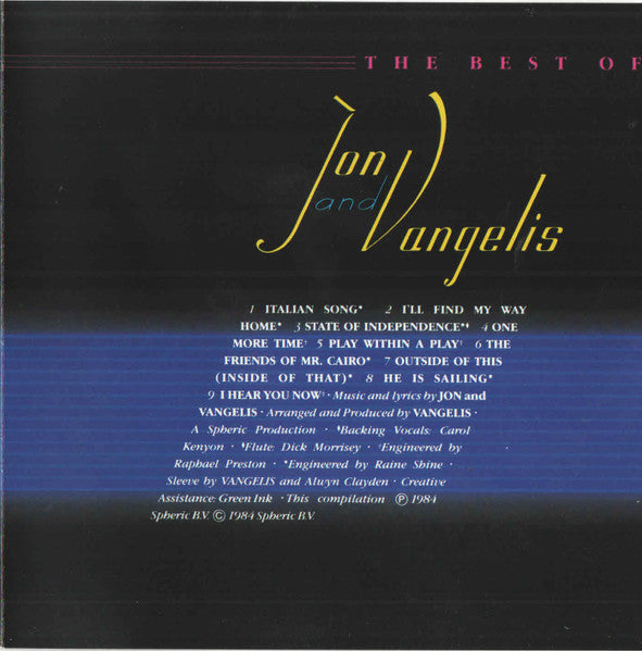 Jon & Vangelis : The Best Of Jon And Vangelis (CD, Comp, RP)