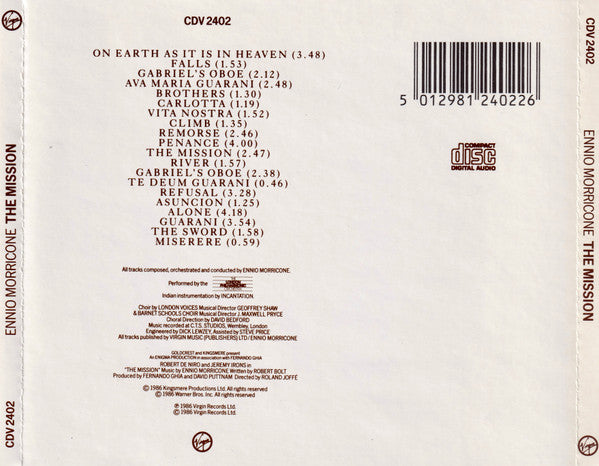 Ennio Morricone : The Mission (Original Soundtrack From The Film) (CD, Album)