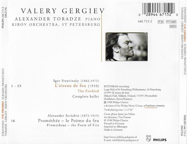 Valery Gergiev, Igor Stravinsky / Alexander Scriabin, Alexander Toradze, Kirov Orchestra : The Firebird / Prometheus (CD)
