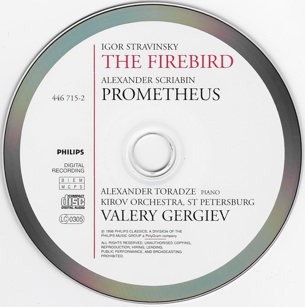 Valery Gergiev, Igor Stravinsky / Alexander Scriabin, Alexander Toradze, Kirov Orchestra : The Firebird / Prometheus (CD)