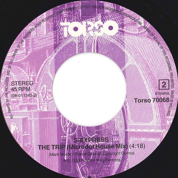 S-Express* : Theme From S-Express / The Trip (Microdot House Mix) (7", Single)
