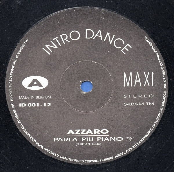 Azzaro : Parla Piu Piano (The Godfather Theme) (The Dance Re-adaptation Mix) (12", Maxi)