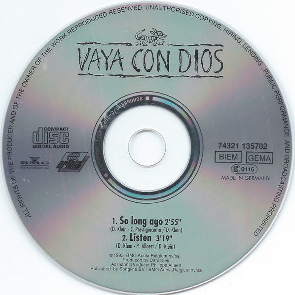 Vaya Con Dios : So Long Ago (CD, Single)