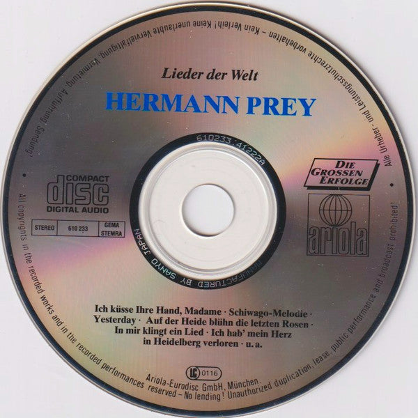 Hermann Prey : Lieder Der Welt (CD)