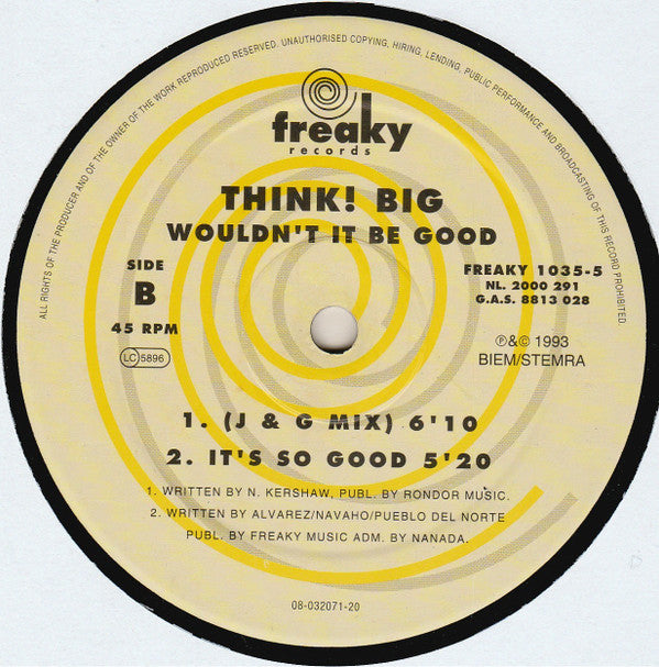 Think! Big : Wouldn't It Be Good (12")