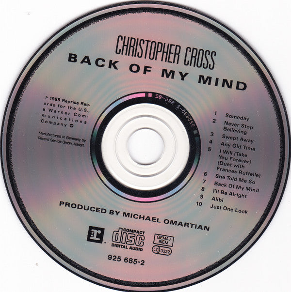 Christopher Cross : Back Of My Mind (CD, Album)