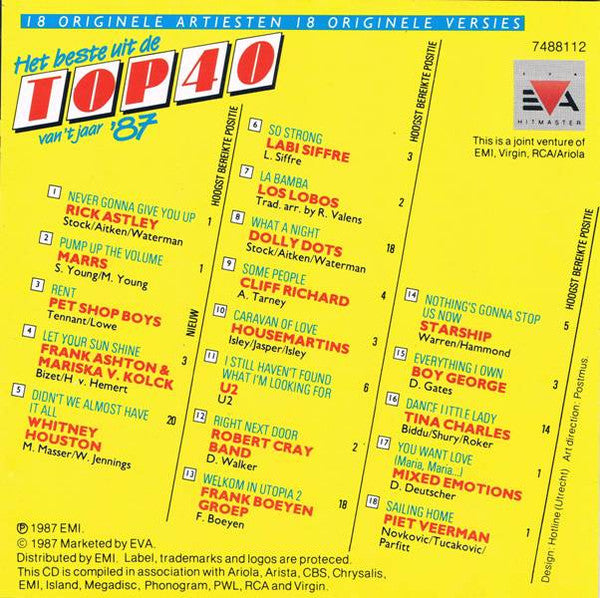 Various : Het Beste Uit De Top 40 Van 't Jaar '87 (CD, Comp)