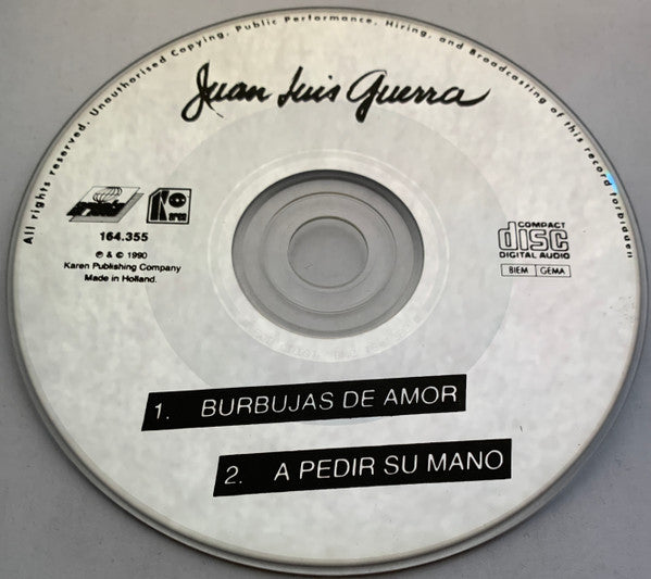 Juan Luis Guerra 4.40 : Burbujas De Amor (CD, Single, Car)