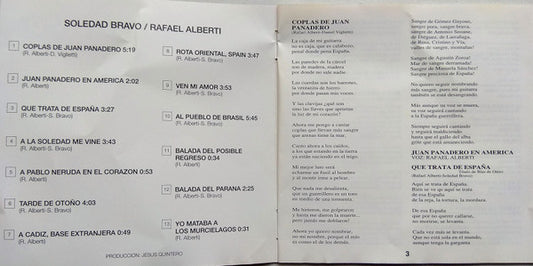 Soledad Bravo - Rafael Alberti : Soledad Bravo - Rafael Alberti (CD, Album, RE)
