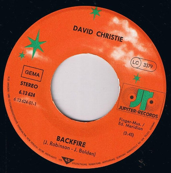David Christie : Backfire / Love On The Rebound (7", Single)