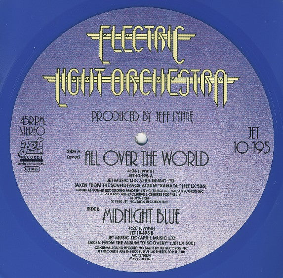 Electric Light Orchestra : All Over The World (10", Single, Blu)