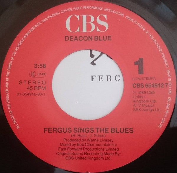 Deacon Blue : Fergus Sings The Blues (7", Single)