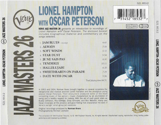 Lionel Hampton With Oscar Peterson : Verve Jazz Masters 26 (CD, Comp)