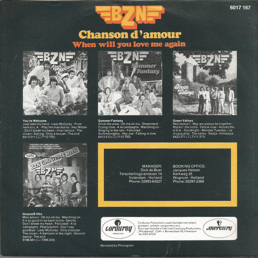 BZN : Chanson D'Amour (7", Single)