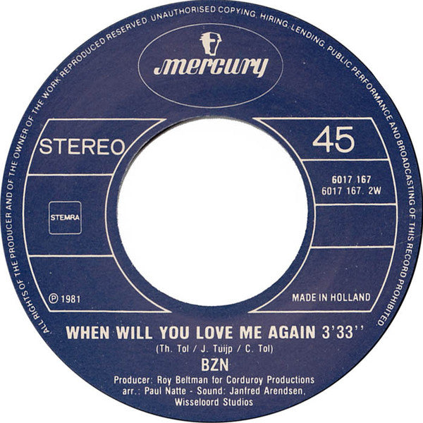 BZN : Chanson D'Amour (7", Single)