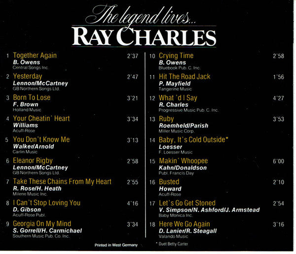 Ray Charles : The Legend Lives... (CD, Comp)