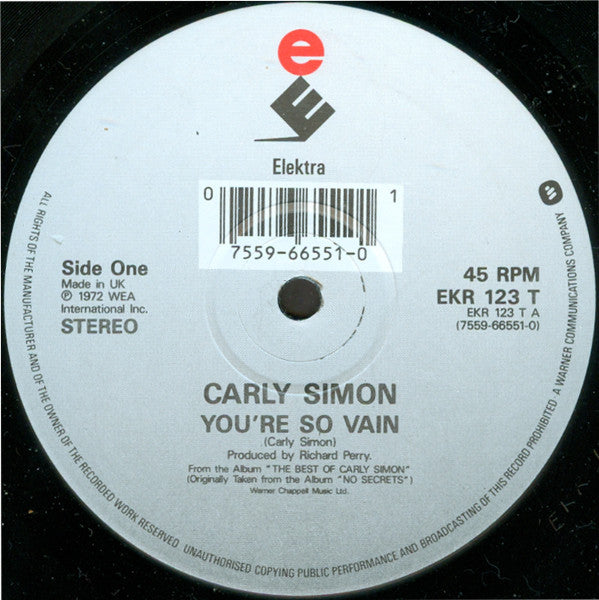 Carly Simon : You're So Vain (12")