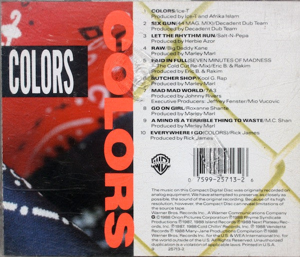 Various : Colors (Original Motion Picture Soundtrack) (CD, Album, Comp)